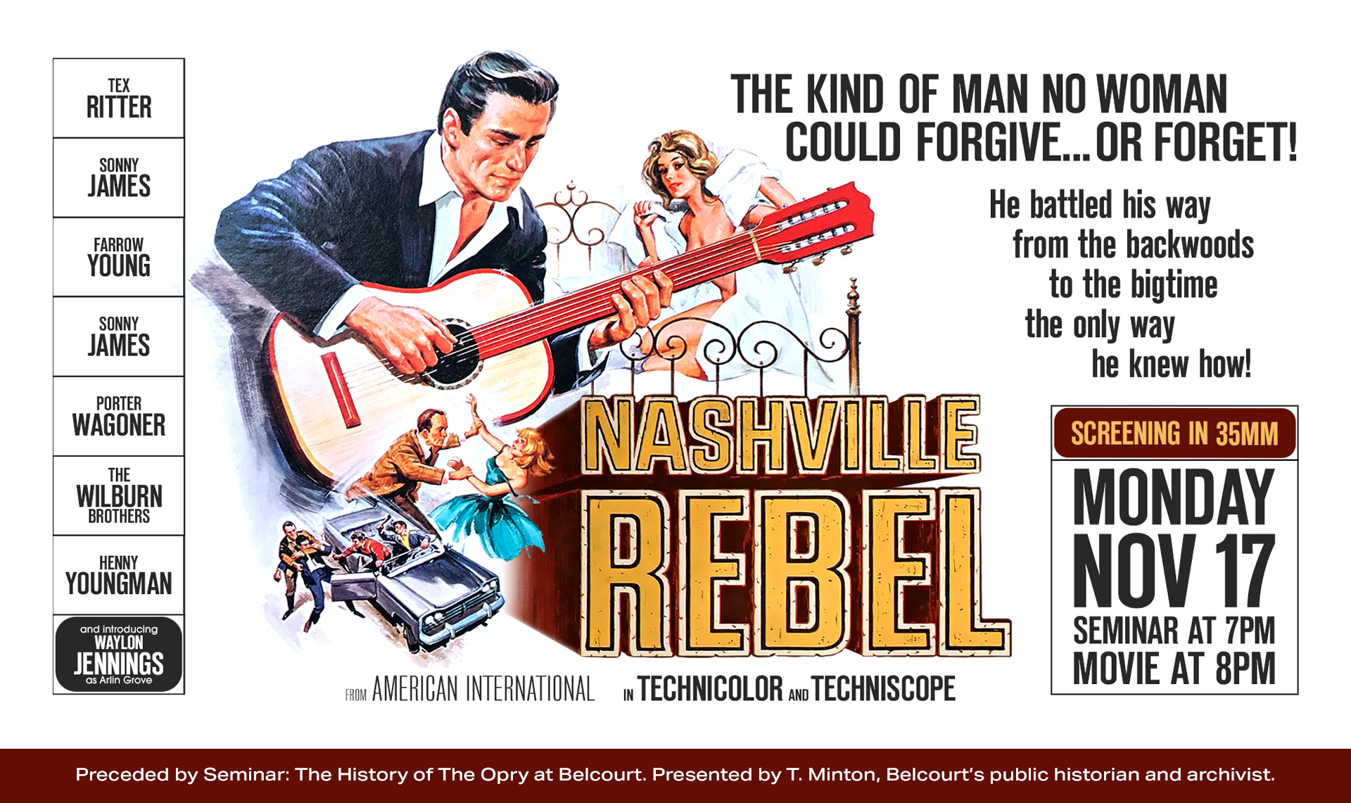Seminar: The History of The Opry at Belcourt + NASHVILLE REBEL (35mm)