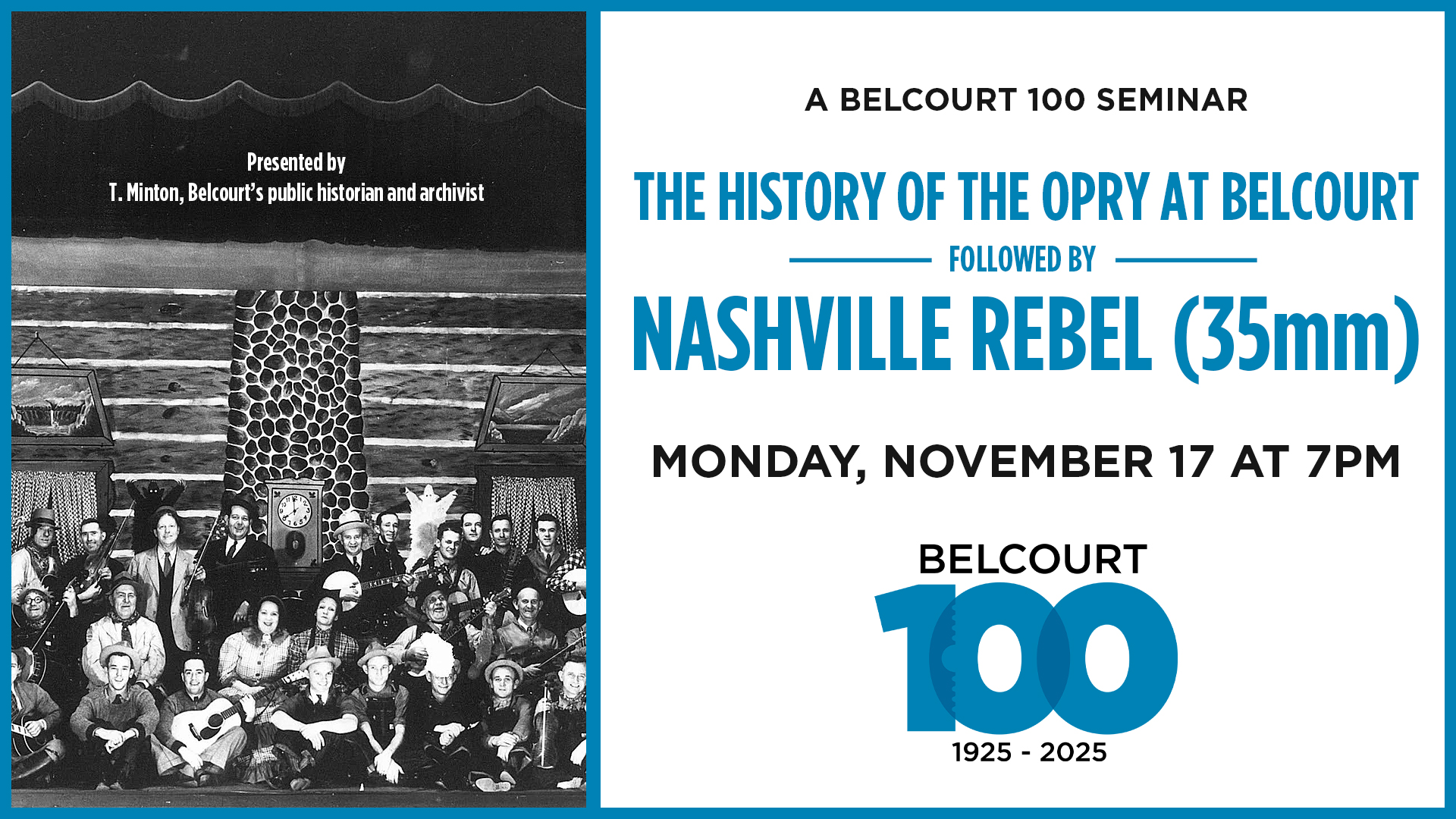Seminar: The History of The Opry at Belcourt + NASHVILLE REBEL (35mm)